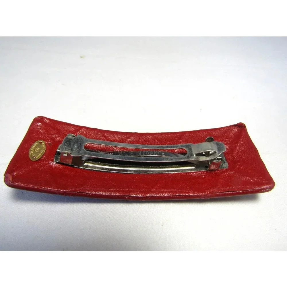 CHANEL Quilted Red Hair Clip Barette
